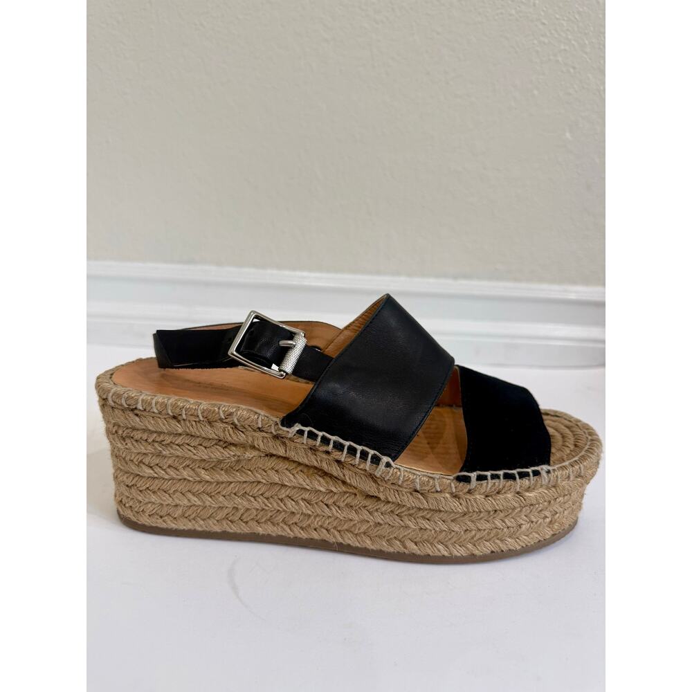 Rag & Bone Black Leather Suede Espadrille Platform Wedge Sandals Size EU 38 US 8 - Picture 11 of 12